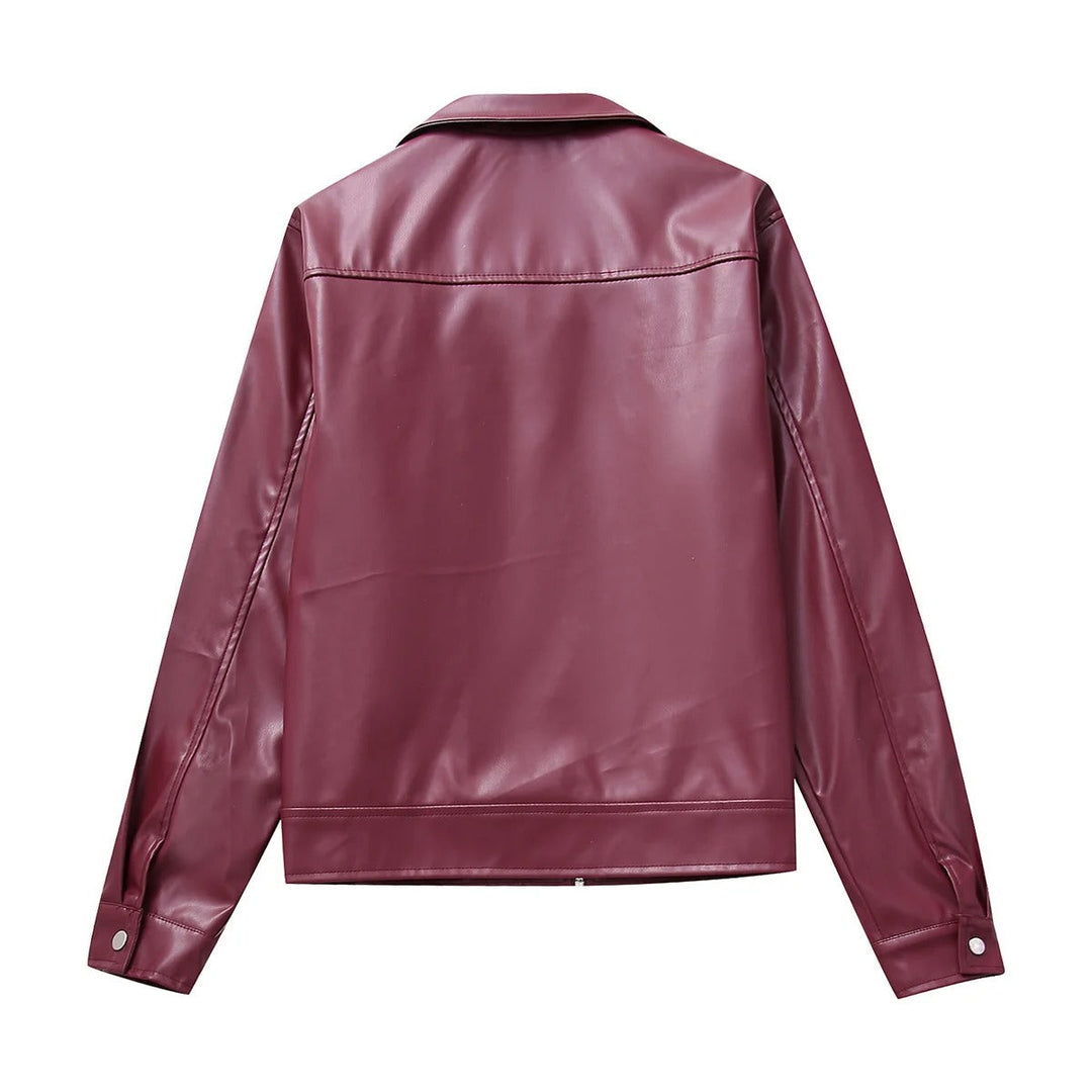 Sophia | Luxuriöse rote Lederjacke für den Herbsttrend