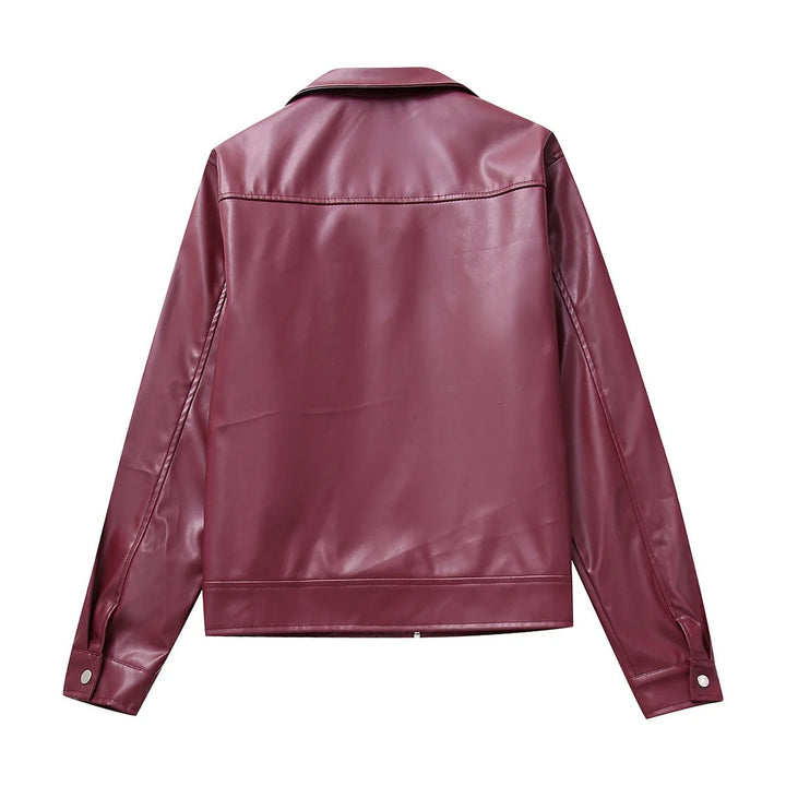 Sophia | Luxuriöse rote Lederjacke für den Herbsttrend