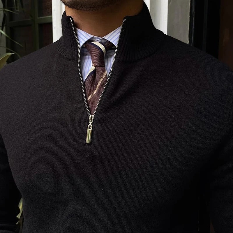 Lorenzo | Klassischer Pullover mit praktischem Reißverschluss