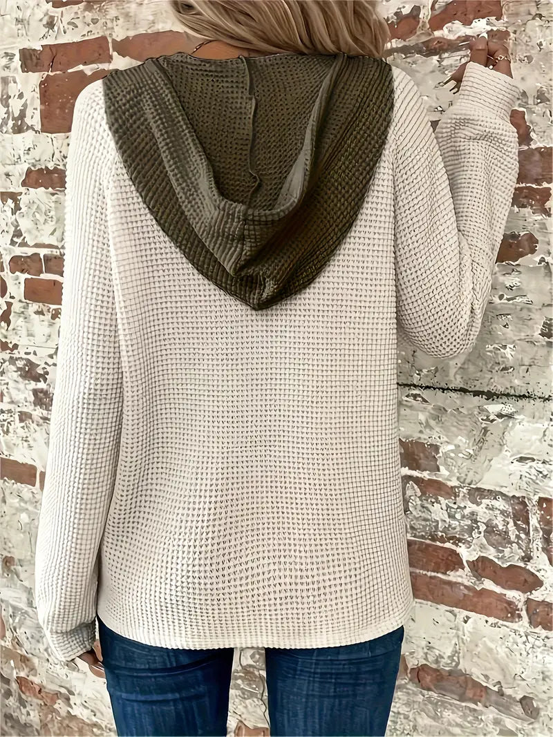 Elvira | Langarm-Hoodie mit Knopfleiste & Zugband