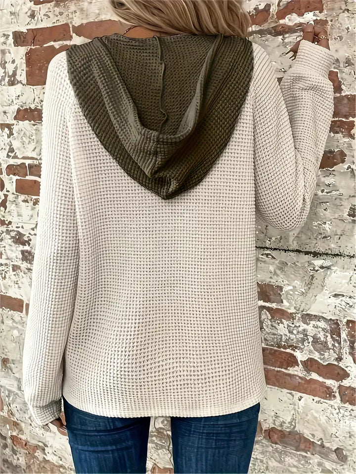 Elvira | Langarm-Hoodie mit Knopfleiste & Zugband