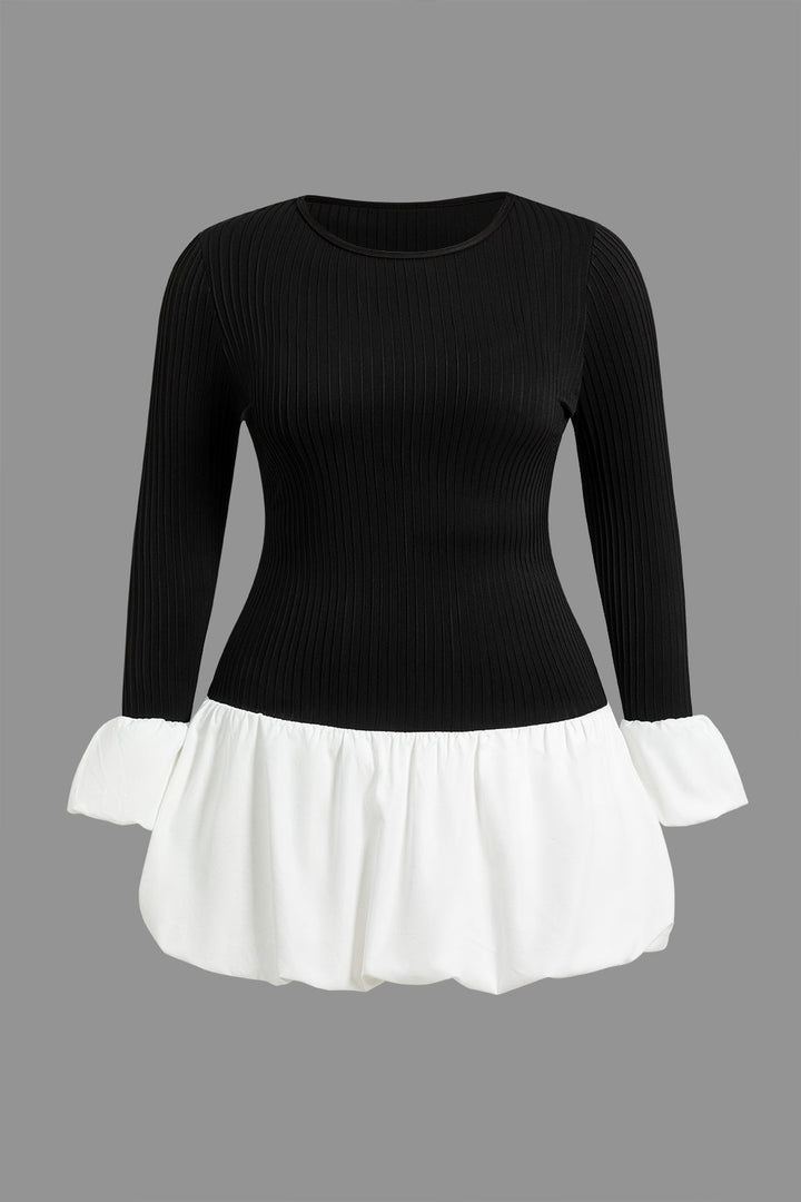 Minikleid mit geripptem Kontrastsäume-Design