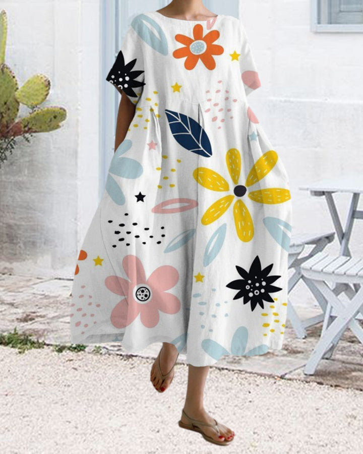 Sommerkleid mit Print und kurzen Ärmeln