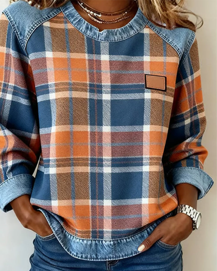 Sophie | Lässiger Strickpullover Damen Patchwork Stil