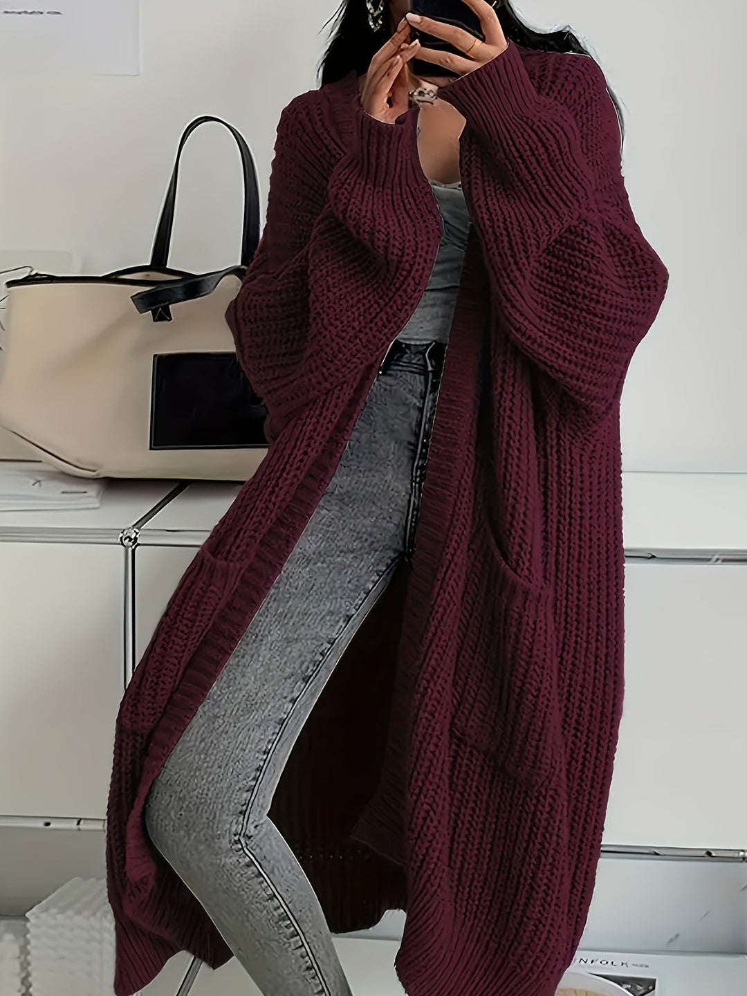 Lena | Zeitloser Longline Strickcardigan Damen