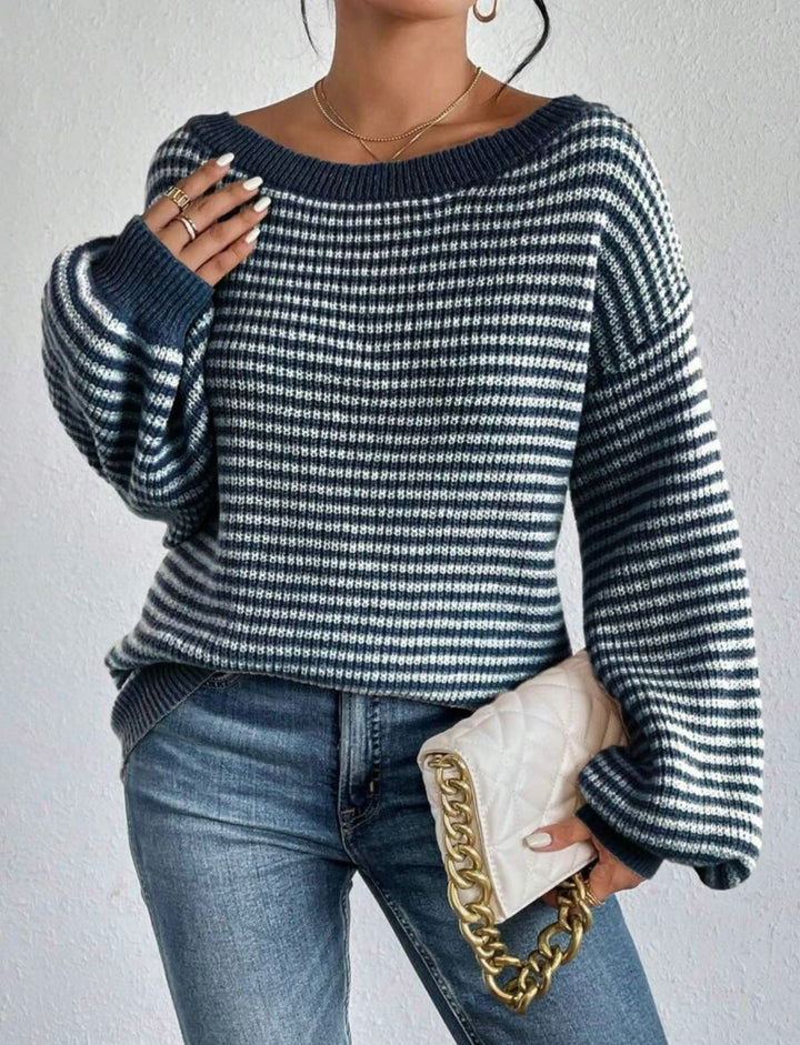 Luna | Gestreifter Dropshoulder-Pullover für Damen