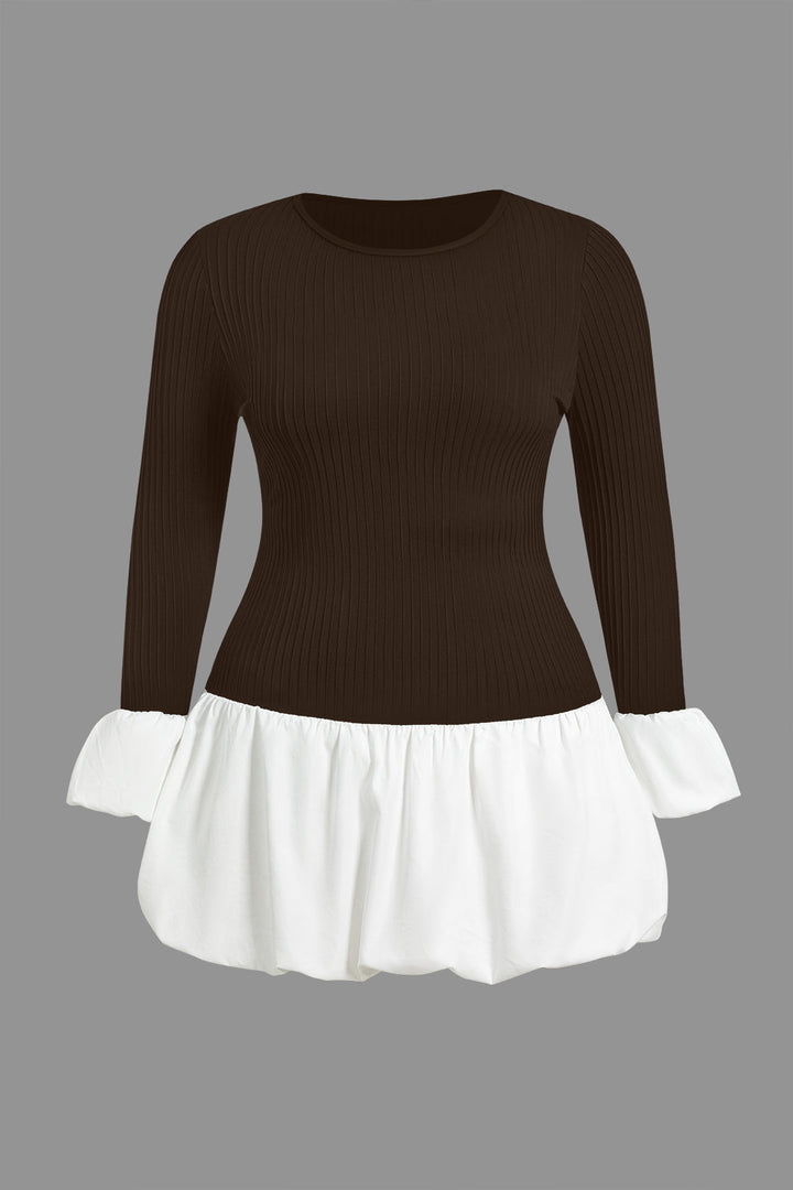 Minikleid mit geripptem Kontrastsäume-Design