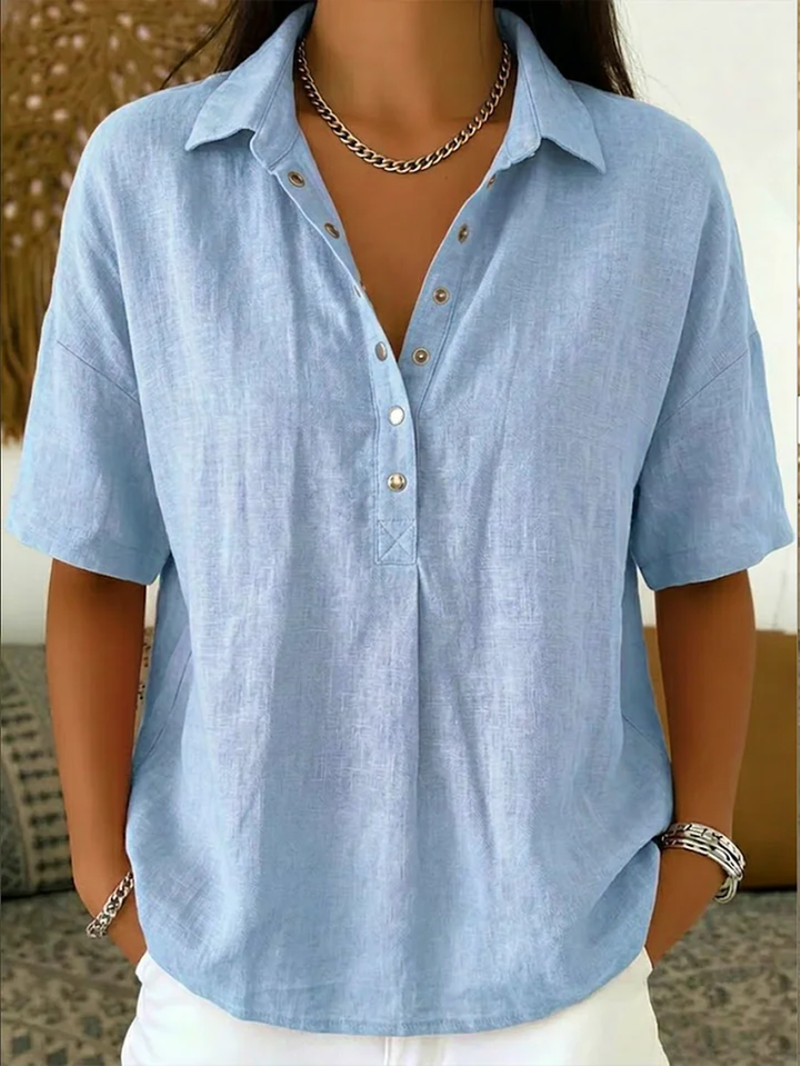 Mia | Bluse Damen Kragen Knopfleiste Chic