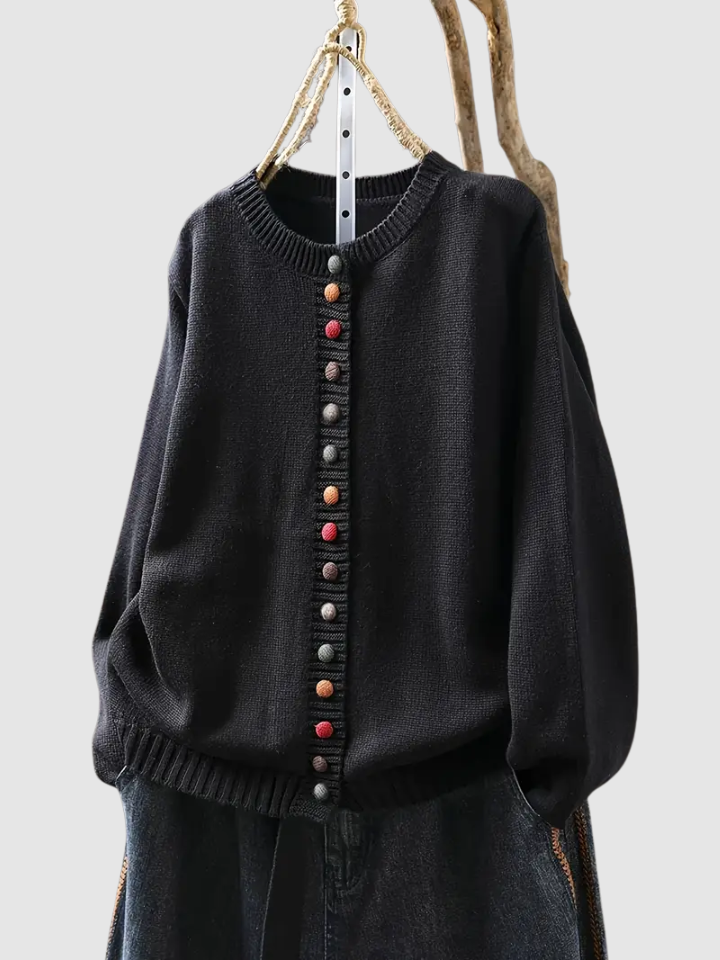 Mathilde | Strickjacke mit feinen farbigen Knopfdetails