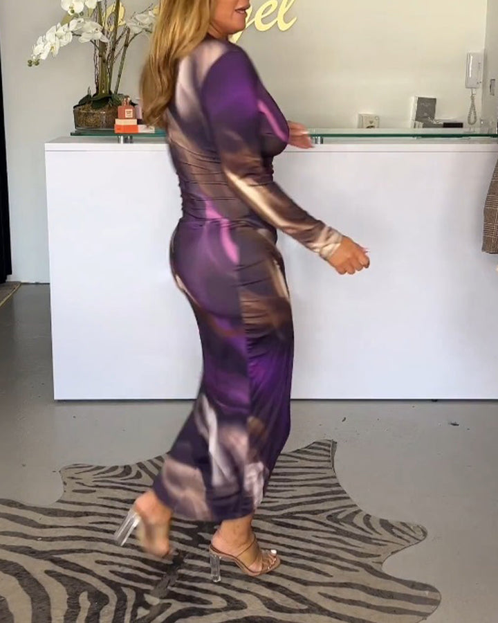 Alise | Schickes Midikleid - V-Ausschnitt - Farbenfroh