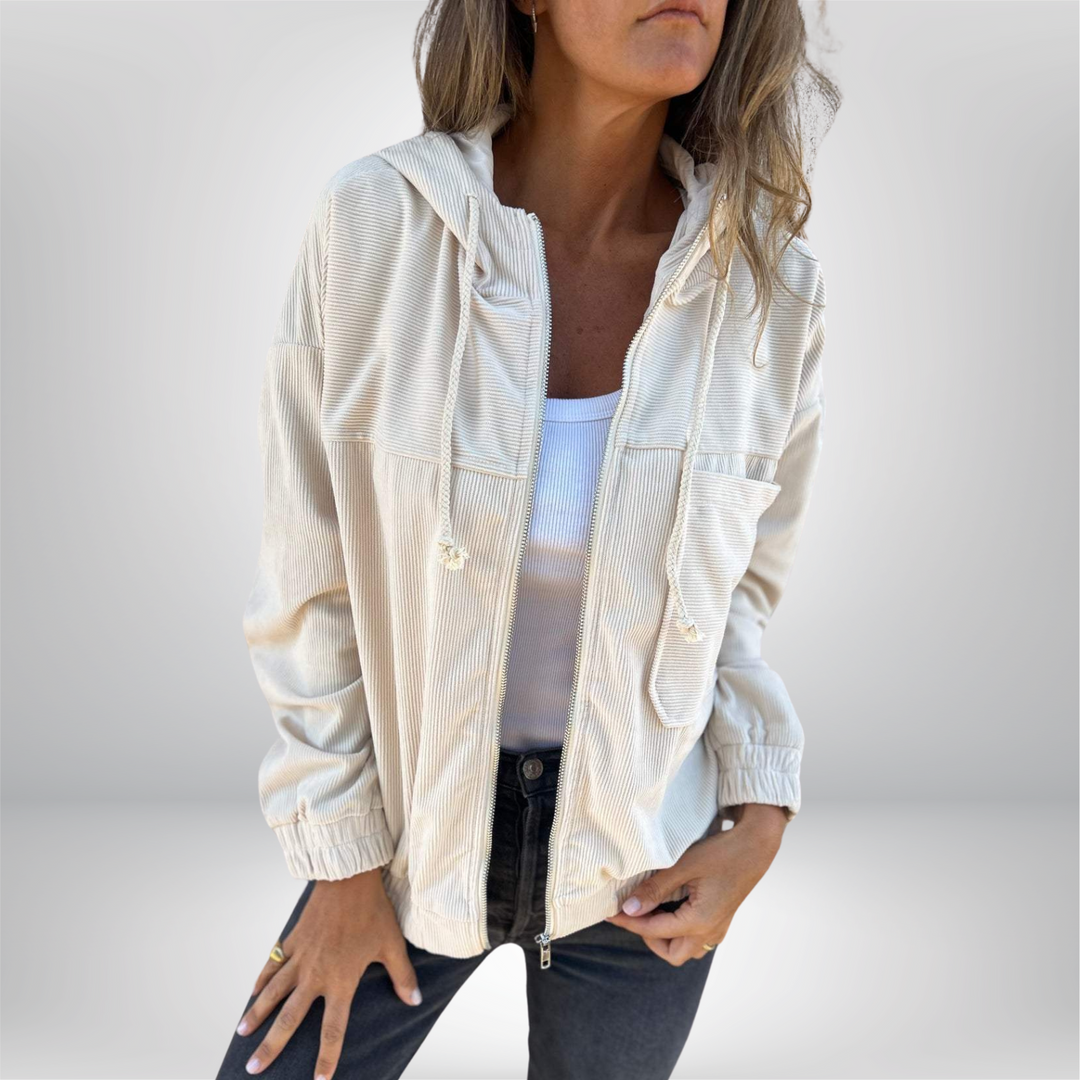 Lina | Cordjacke mit Kapuze im Casual-Herbststil