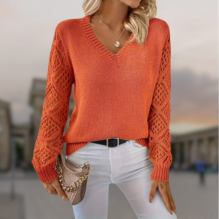 Isabella | Feinstrickpullover mit Spitzenärmeln