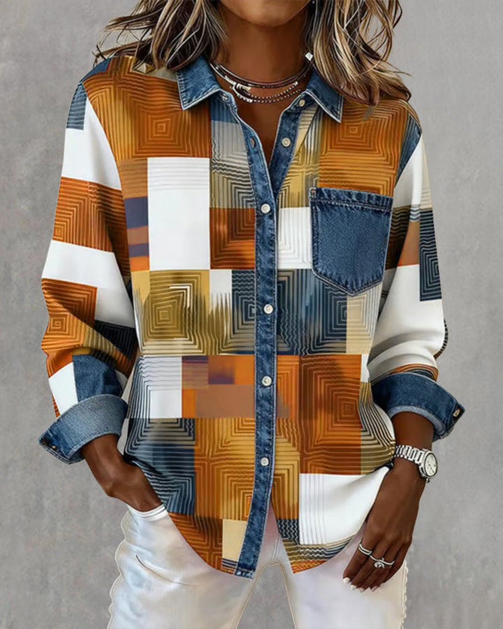 Lea | Damen Shirt modern farbig mit modischem Kragen