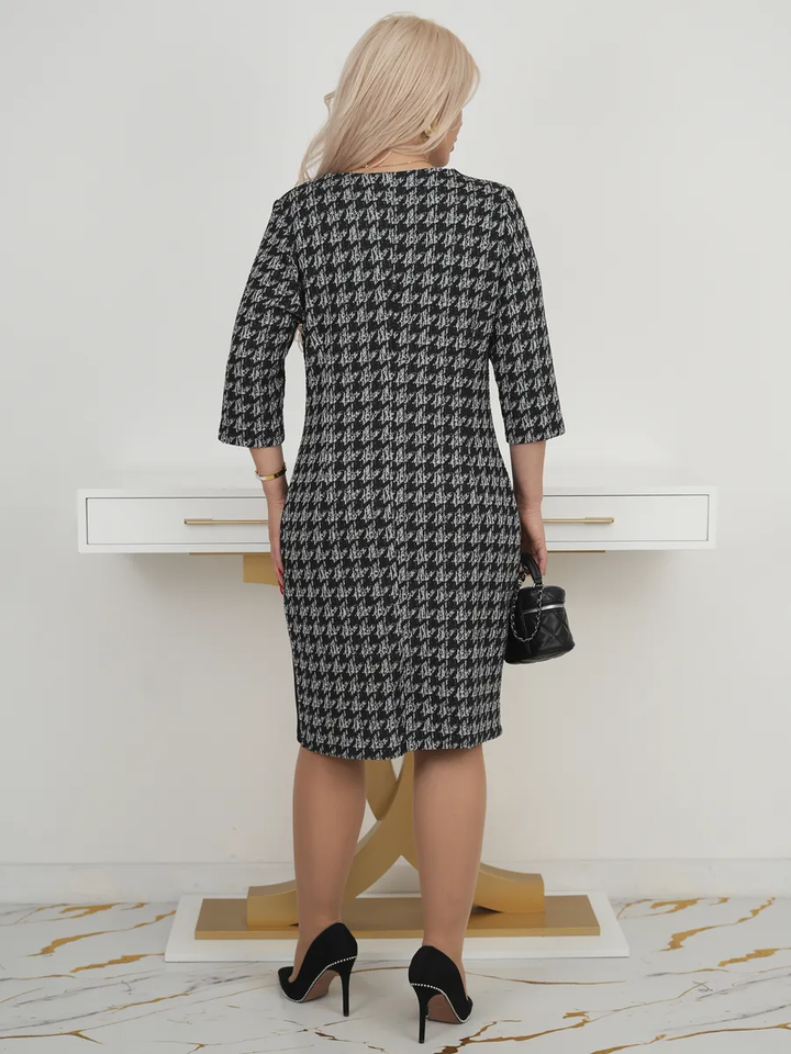 Paula | Elegantes Midi-Kleid Damen mit Musterlook