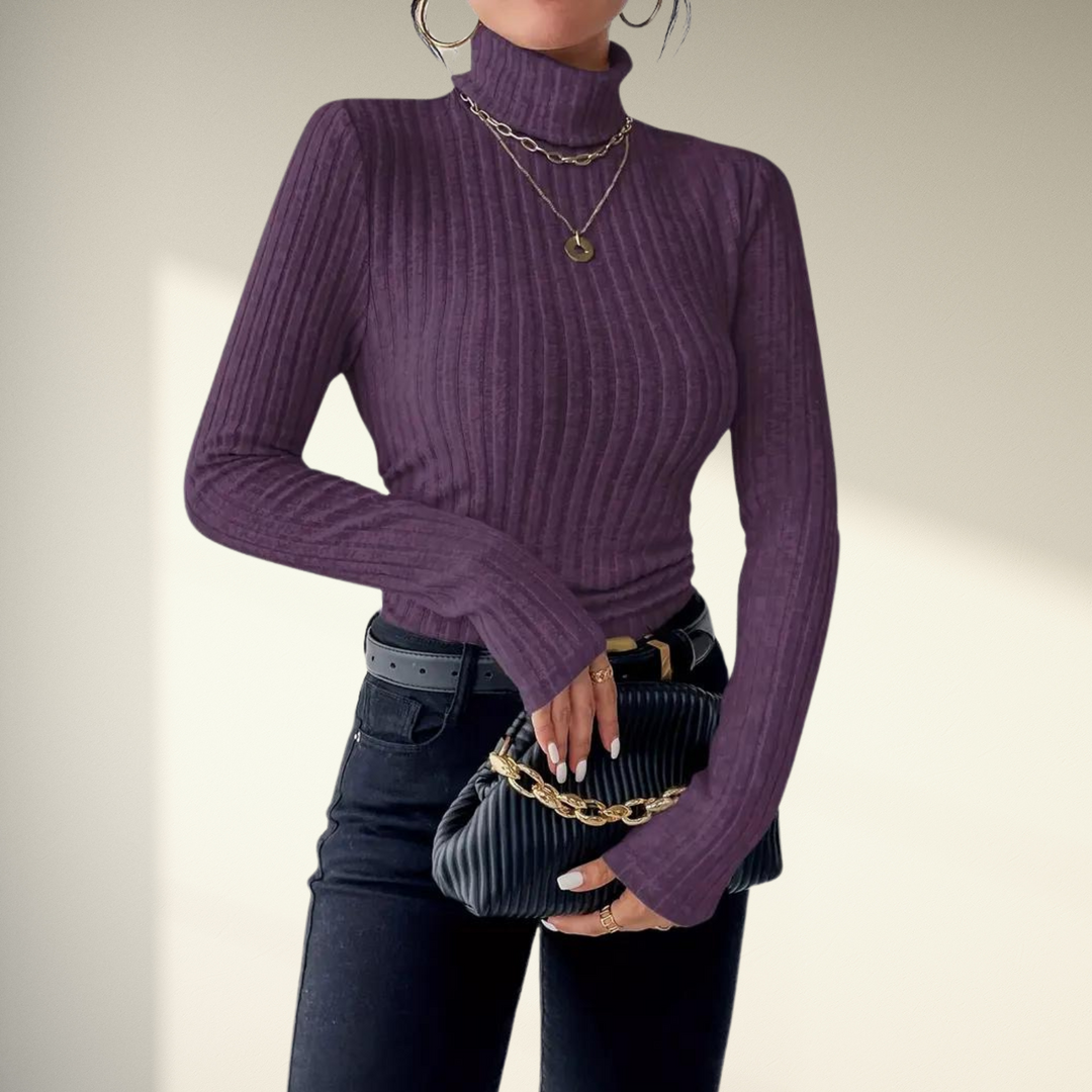 Iris | Rollkragenpullover mit weichem Materialmix