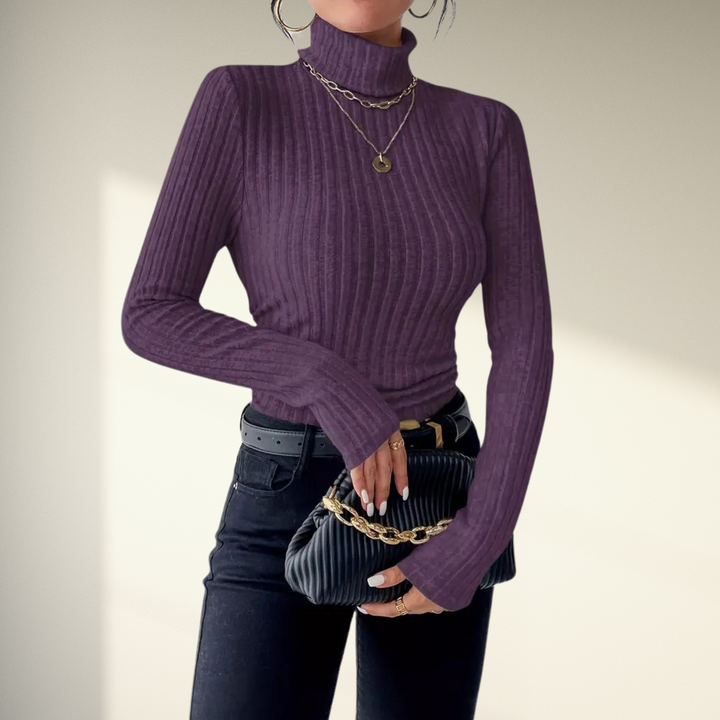 Iris | Rollkragenpullover mit weichem Materialmix