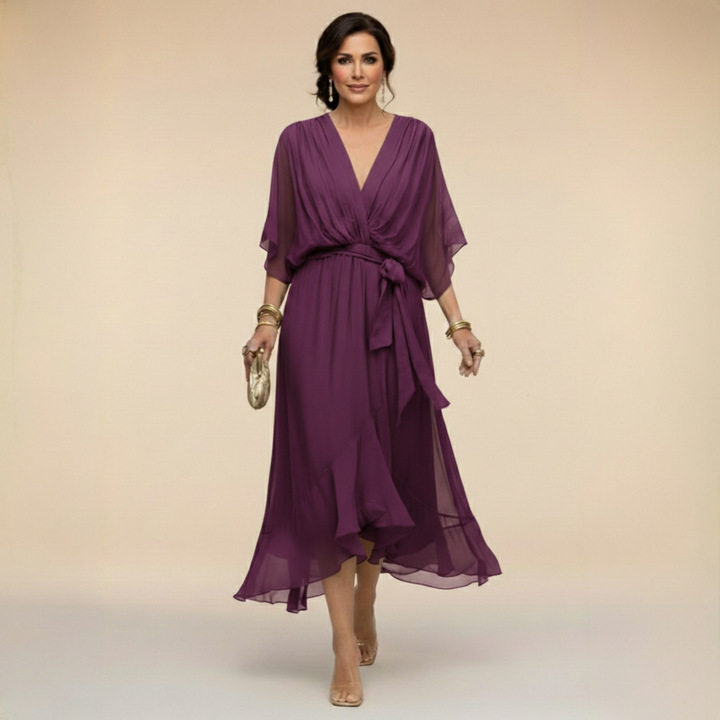 Lena | Chiffonkleid mit V-Ausschnitt für Damen
