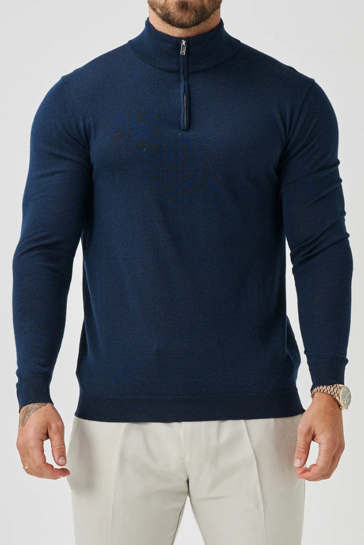 Couture | Navy-Pullover mit Viertelreißverschluss