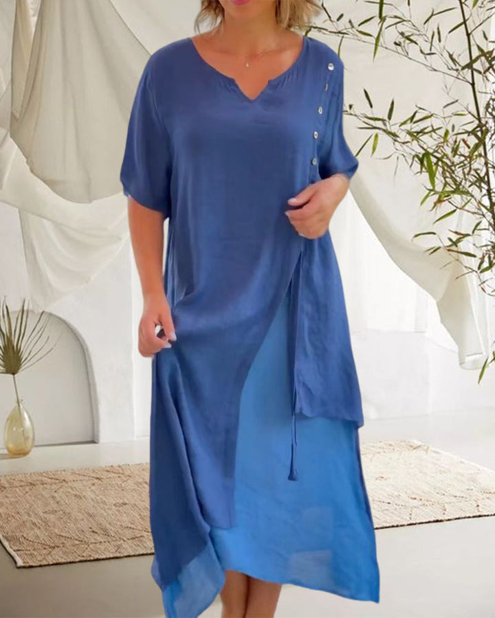 Velissa | Asymmetrisches Kleid mit kurzen Ärmeln