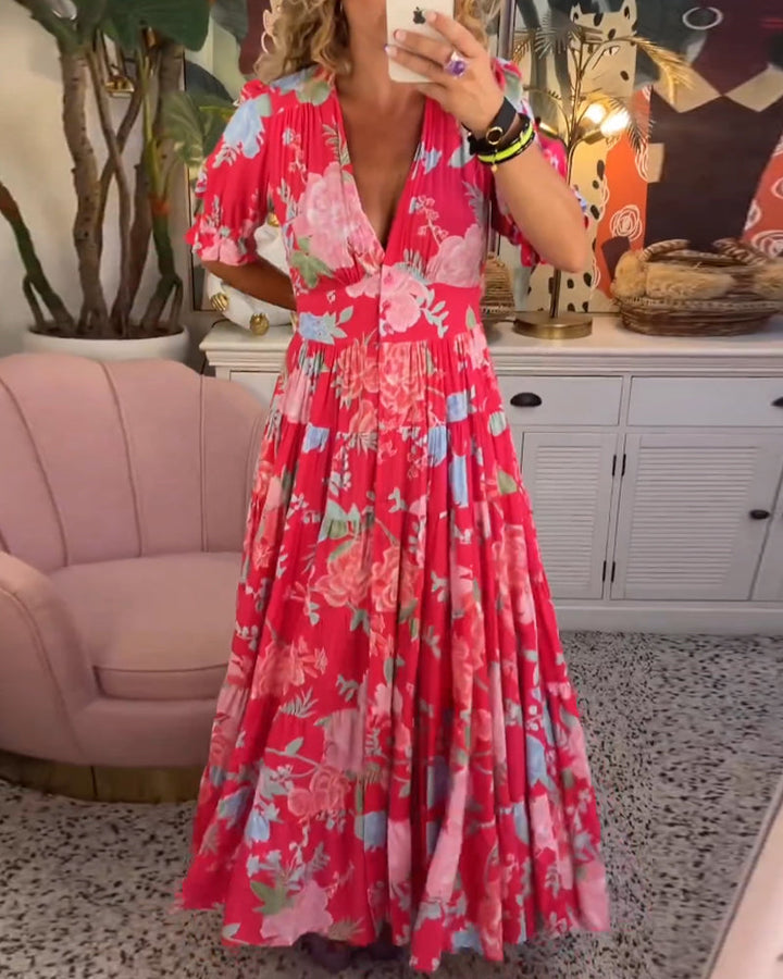 Morgan | Taschenkleid met V-Ausschnitt en Blumendruck