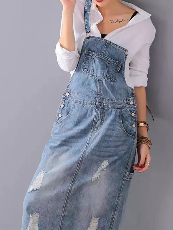 Rosie | Denim-Latzhosen-Kleid im lässigen Stil