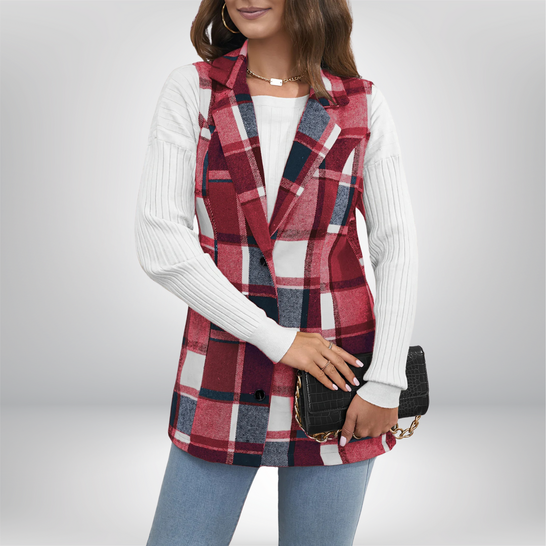 Amelia | Karierter Blazer aus weichem Wollmaterial