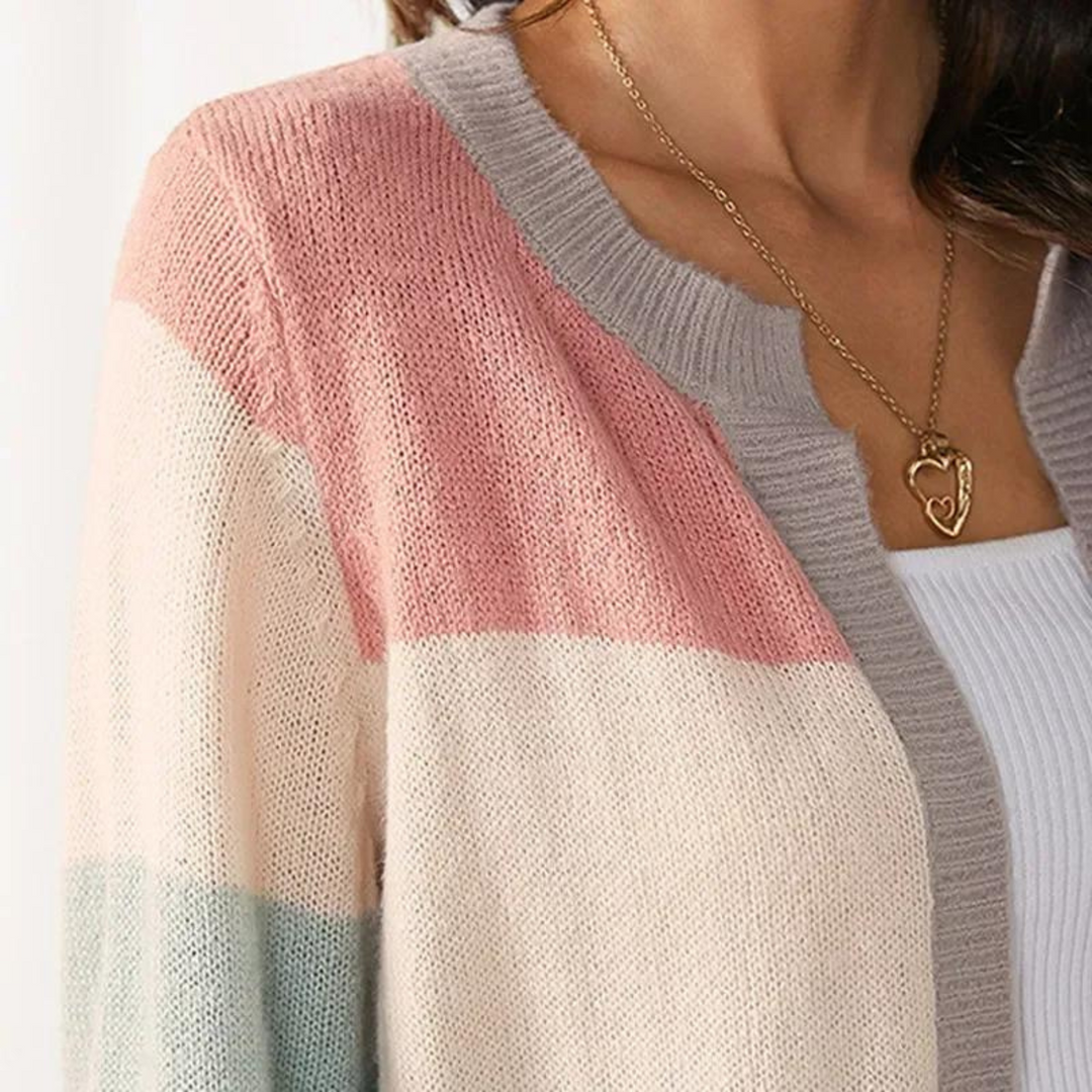 Aurora | Weiche Strickjacke mit bunten Streifen
