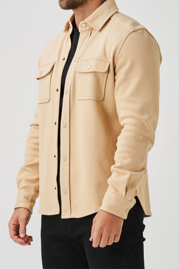 Couture | Beige Überhemd aus Baumwolle für Herren