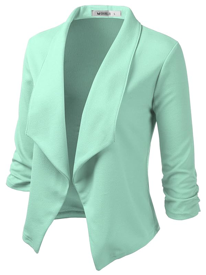 Business Casual Mantel mit gerafften 3/4 Ärmeln