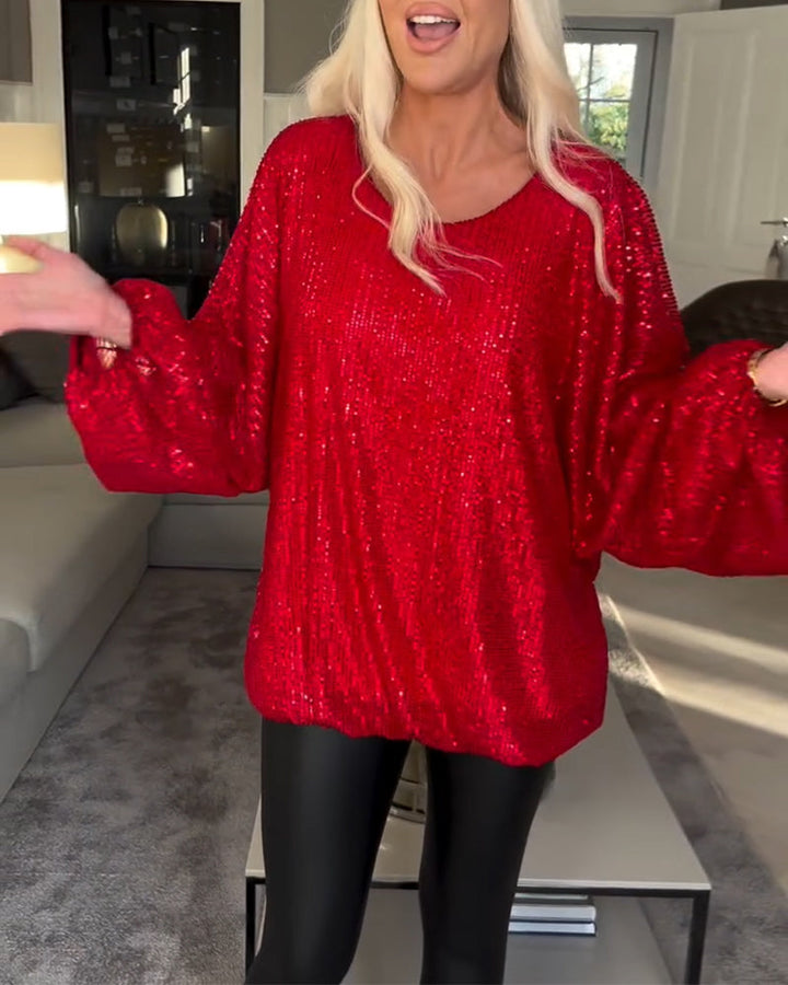 Emma | Stilvolles Damen Top mit Rundhals & Pailletten