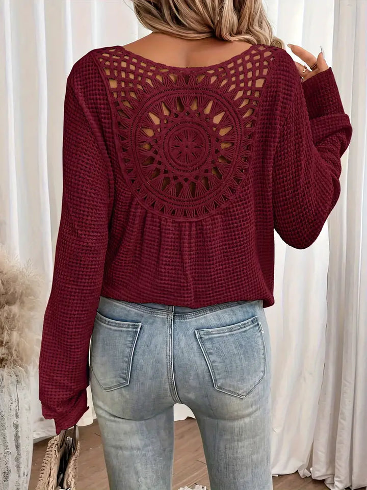 Sacha | Elegantes Waffel-V-Ausschnitt-Shirt für schicke Alltagslooks