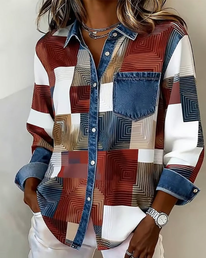 Lea | Damen Shirt modern farbig mit modischem Kragen
