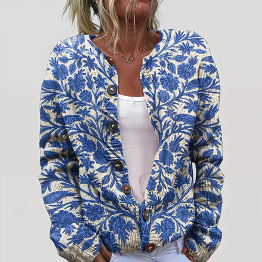 Lila | Geblümte Damenstrickjacke mit hochwertigem Finish