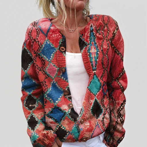Lila | Geblümte Damenstrickjacke mit hochwertigem Finish