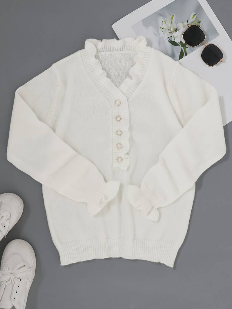 Elena | V-Ausschnitt Pullover in Feinstrick