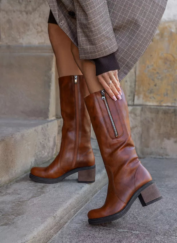 Amelia | Stilvolle Lederstiefel mit komfortablem Absatz