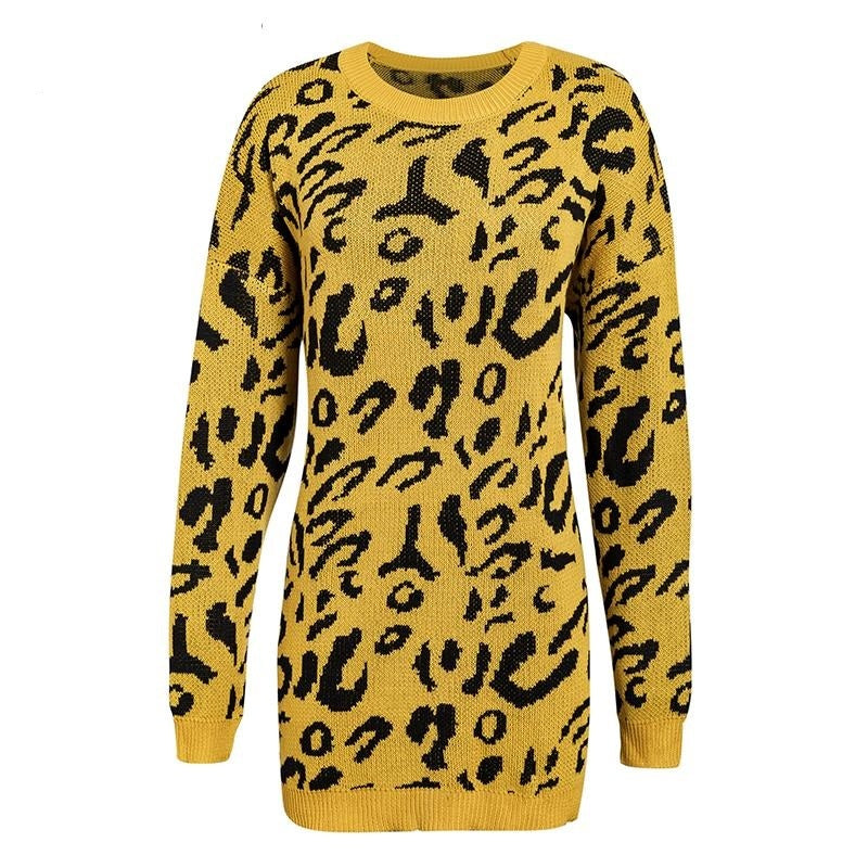 Hirdis | Leopardenmuster Pullover mit langen Ärmeln