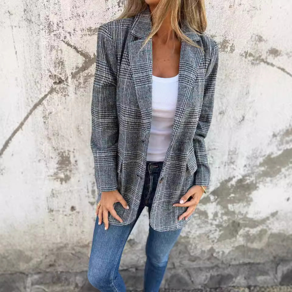 Juliette | Eleganter Damenblazer mit klassischem Hahnentrittmuster
