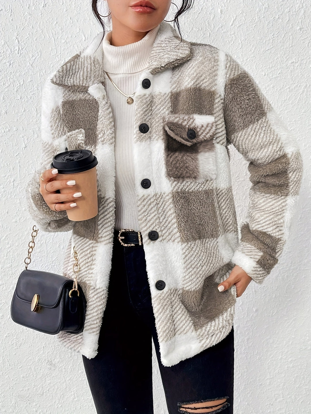 Nora | Kuschelige Karo Fleecejacke für Damen