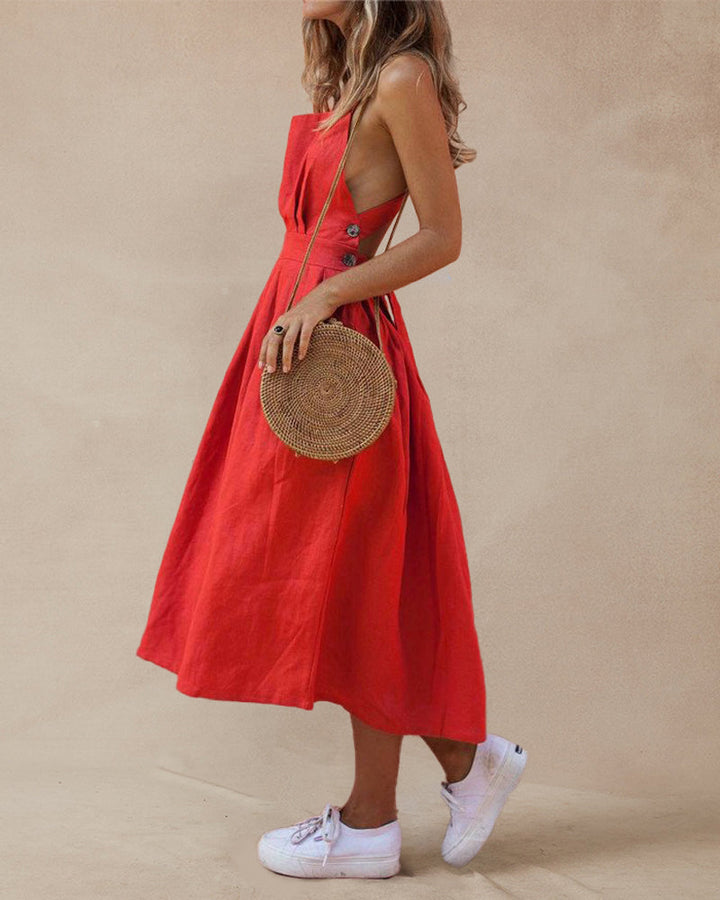 Rückenfreies Sommerkleid mit Spitzeneinsatz