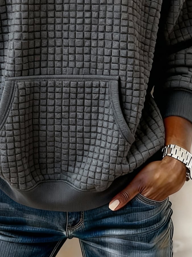 Romy | Kariertes Sweatshirt Damen Off-Shoulder modern