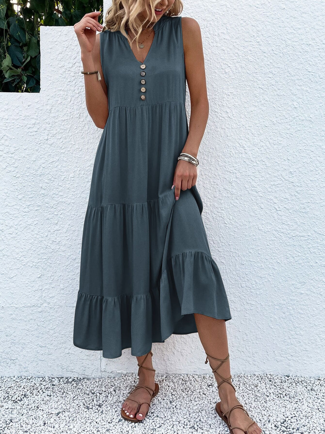 Smock-Kleid | Bequemes Freizeitkleid mit Knöpfen