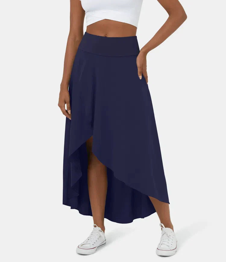 2-in-1 Midirock mit Rüsche und hoher Taille