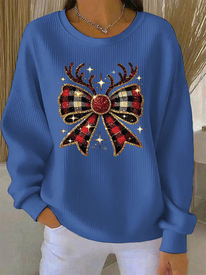 Emma | Lässiger Weihnachts-Pullover Mit Schleifenmotiv