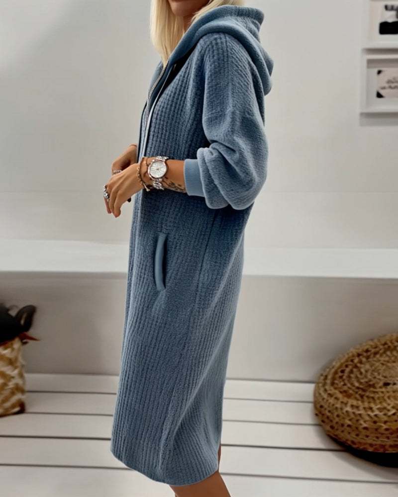 Emma | Kapuzenkleid mit gemütlichem Wabenstrick-Finish