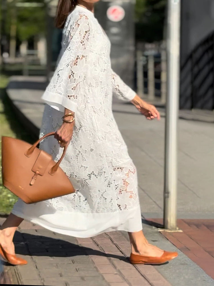 Hattie | Elegantes Maxikleid aus floraler Spitze
