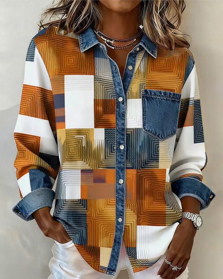 Lea | Damen Shirt modern farbig mit modischem Kragen