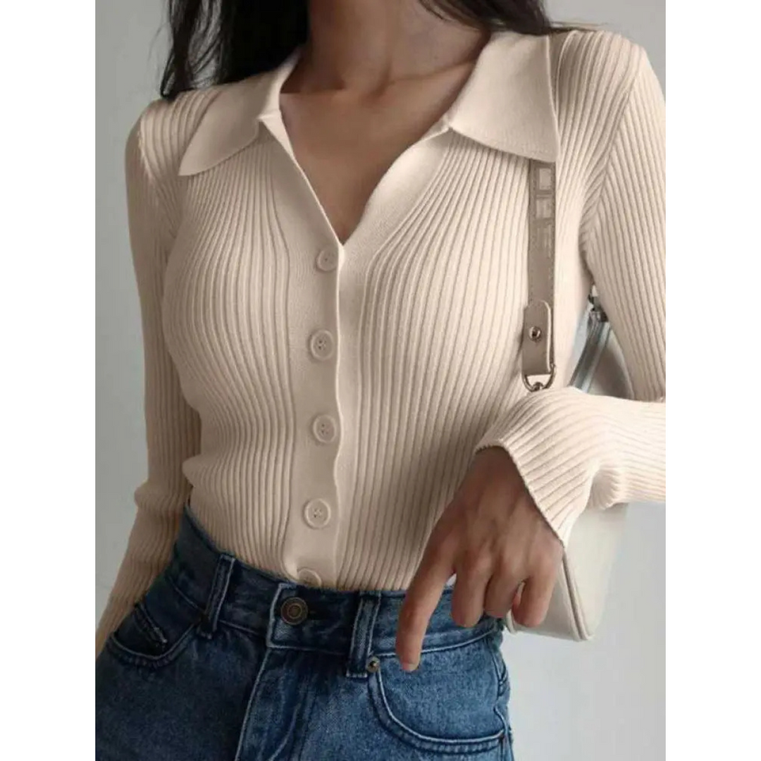 Sophie | Rippenstrickjacke mit klassischen Knöpfen