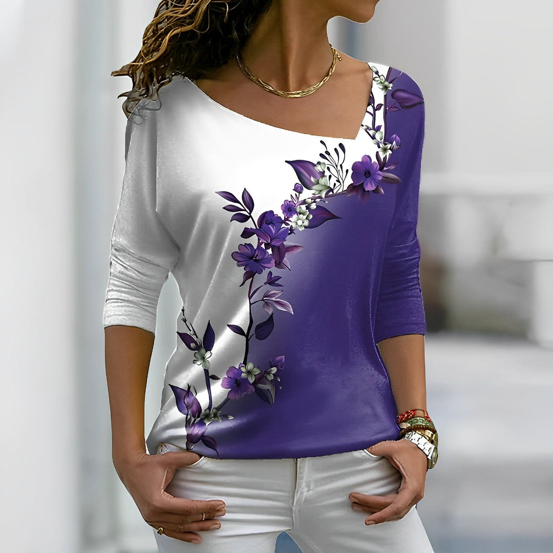 Dahlia | Geblümtes T-Shirt mit farbigen Akzenten