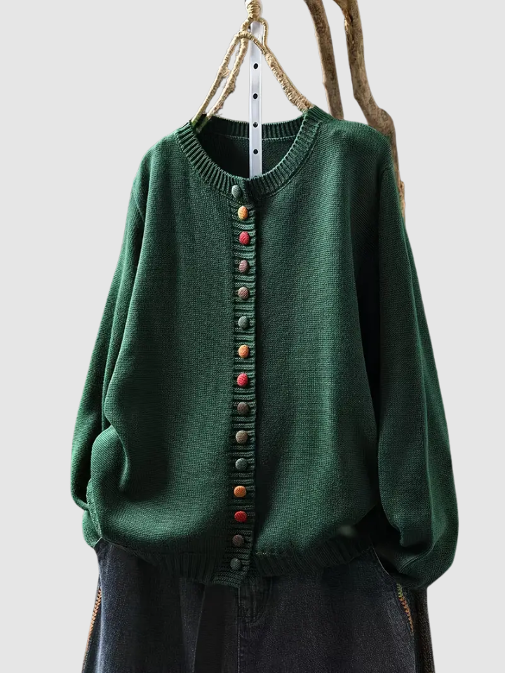 Mathilde | Strickjacke mit feinen farbigen Knopfdetails